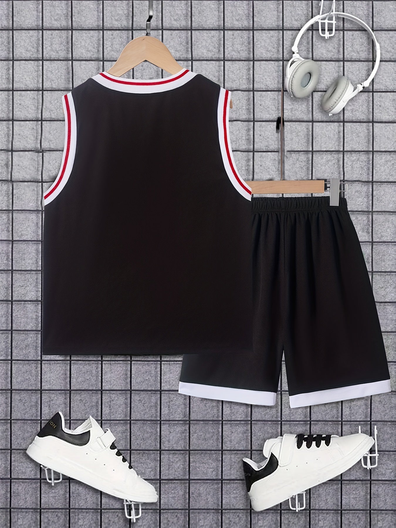 Boys GAME 28 Print Basketball Jersey Set Sleeveless Vest&Shorts