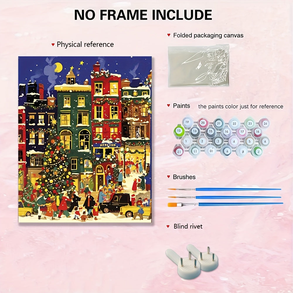 Christmas Town Street Scene Painting Set - Ideal Gift and Home Decor
