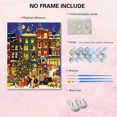 Christmas Town Street Scene Painting Set - Ideal Gift and Home Decor