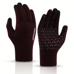 3 Pairs Winter Warm Gloves Touch Screen Knitted Gloves Outdoor Sports Windproof
