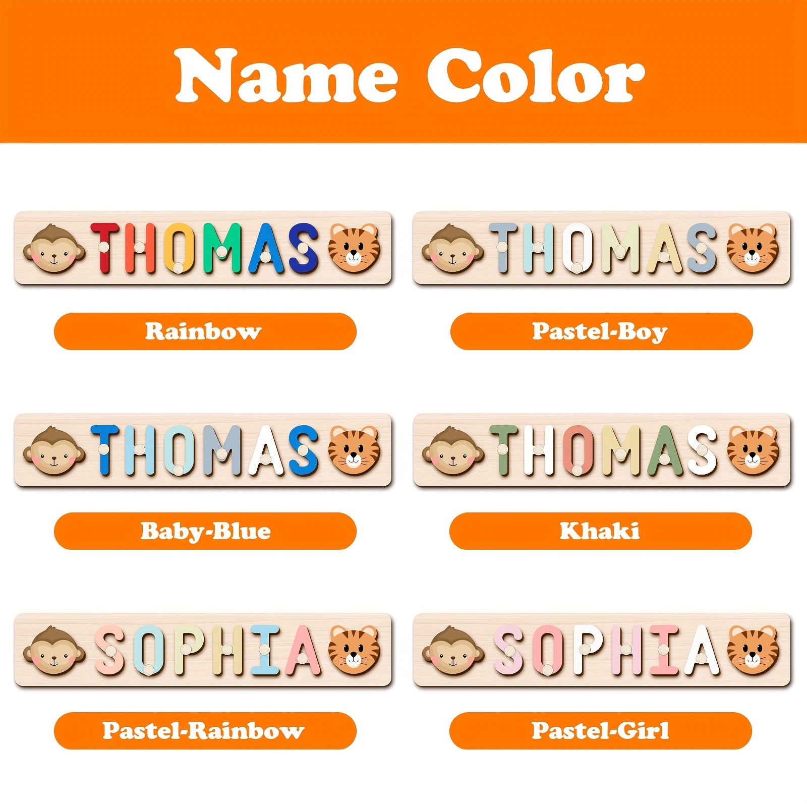 Wooden Name Puzzle for Kids Educational Toy Baptism Birthday Gift