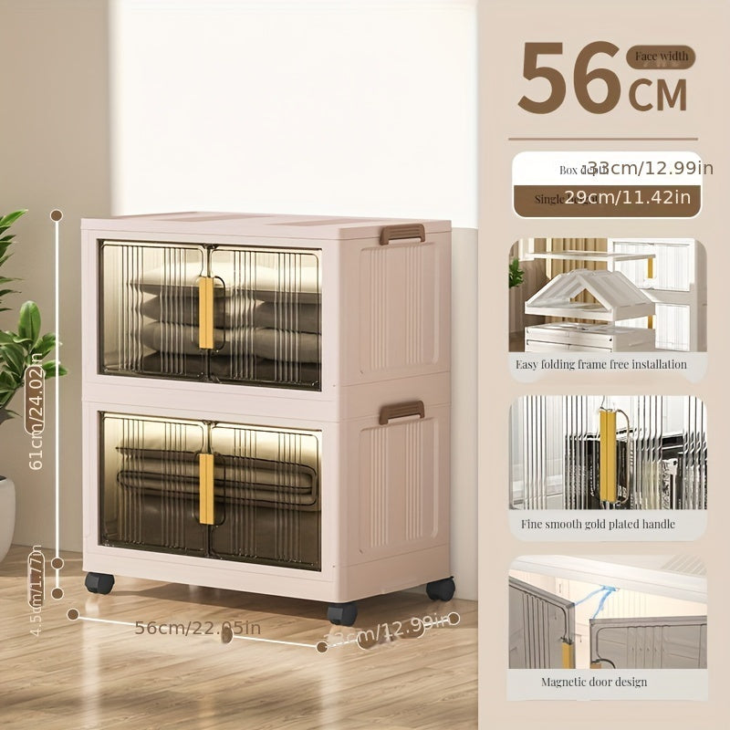 1pc Foldable Storage Box Cabinet Plastic Snack Shelf