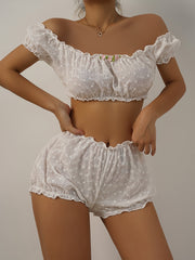 Off the Shoulder Lingerie Set - High Stretch Panty and Bra Top