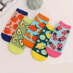 5 Pairs Girls Kids Cartoon Animal Socks Breathable Low Cut Boat Socks