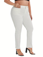 High Rise Fringe Trim Jeans