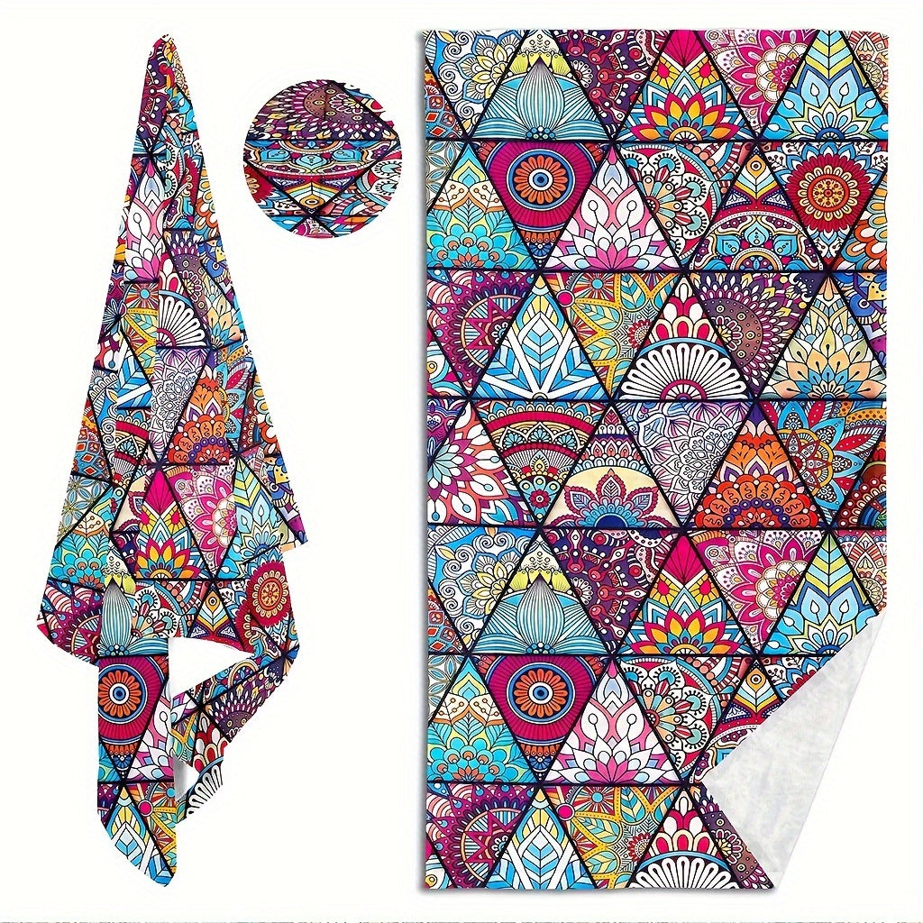 Boho Pattern Beach Towel Quick Dry Soft Absorbent Sandproof Lightweight Blanket