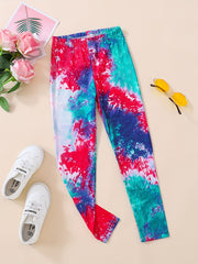 Girls Tie Dye Athletic Workout Leggings High Waist Yoga Pants