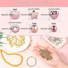 2160 Pc Assorted Spacer Beads Round Star Golden Beads For Jewelry Making