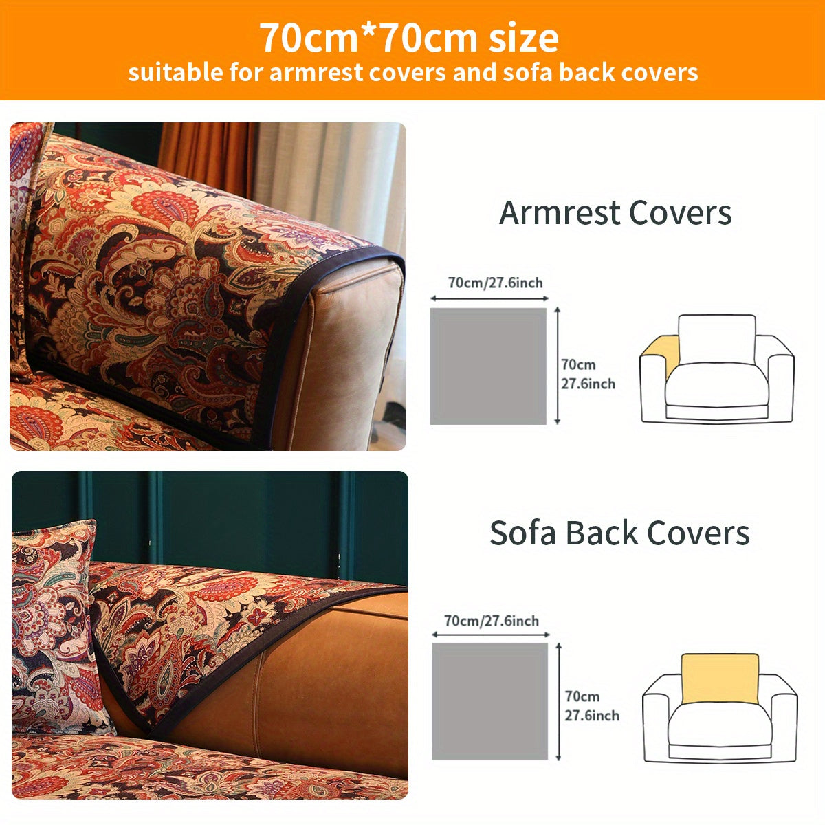 American Style Sofa Slipcover Vintage Flower Pattern Non-slip Particles