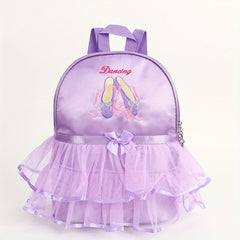 Kids Embroidered Ballet Shoes with Lace Decor and Ballet Bag