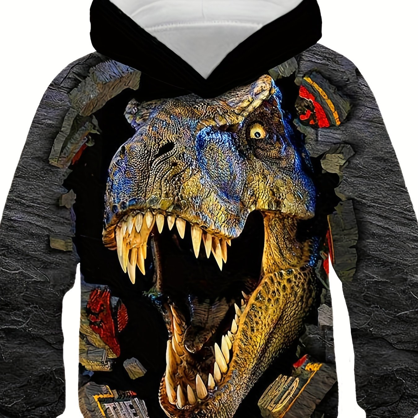 Boys' 3D Dino Hoodie Stretch Sweatshirt Spring Fall