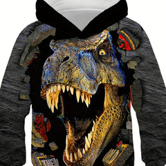 Boys' 3D Dino Hoodie Stretch Sweatshirt Spring Fall