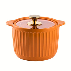 4L Ceramic Casserole Pot with Glass Lid and Heat Resistant Handle