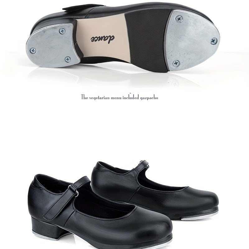 Girls Non Slip Jazz Tap Dance Shoes with Hook and Loop Fastener