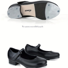 Girls Non Slip Jazz Tap Dance Shoes with Hook and Loop Fastener