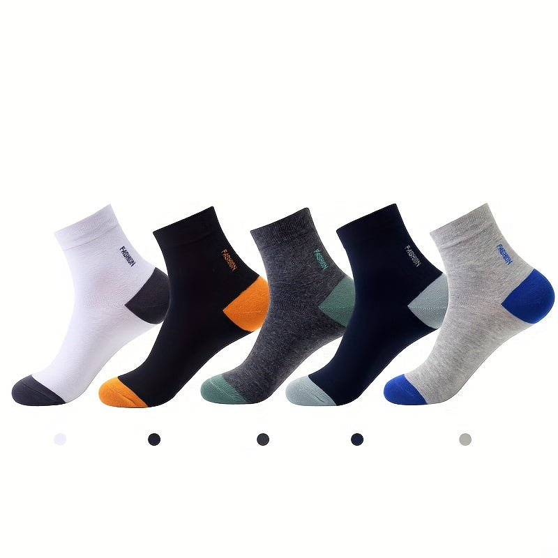 Men's Block Crew Socks Breathable Comfy Casual Unisex Socks