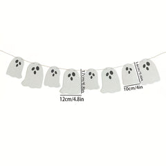 Halloween Felt Ghost Pull Flower Banner Haunted House Hanging Decoration