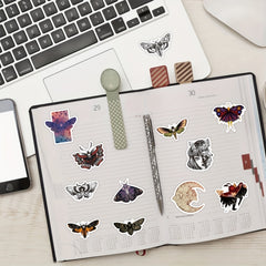 60pcs Ghost Moth Insect Stickers Waterproof Halloween Stickers