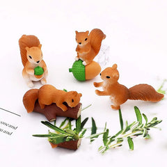 4pc Artificial Squirrel Home Decor Ornament Set