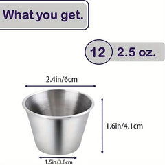 12pcs Stainless Steel Ramekins Saucers Appetizer Plate Cups