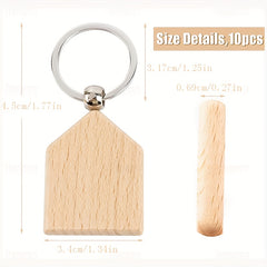 DIY Wooden Keychain Beech Wooden Keychain House Shape Pendant