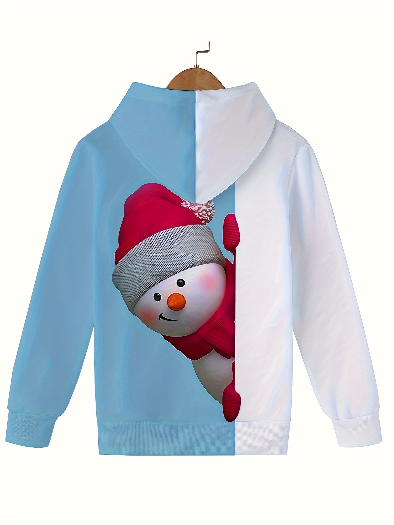 Kids Snowman Long Sleeve Hooded Sweatshirt Christmas