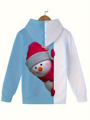 Kids Snowman Long Sleeve Hooded Sweatshirt Christmas