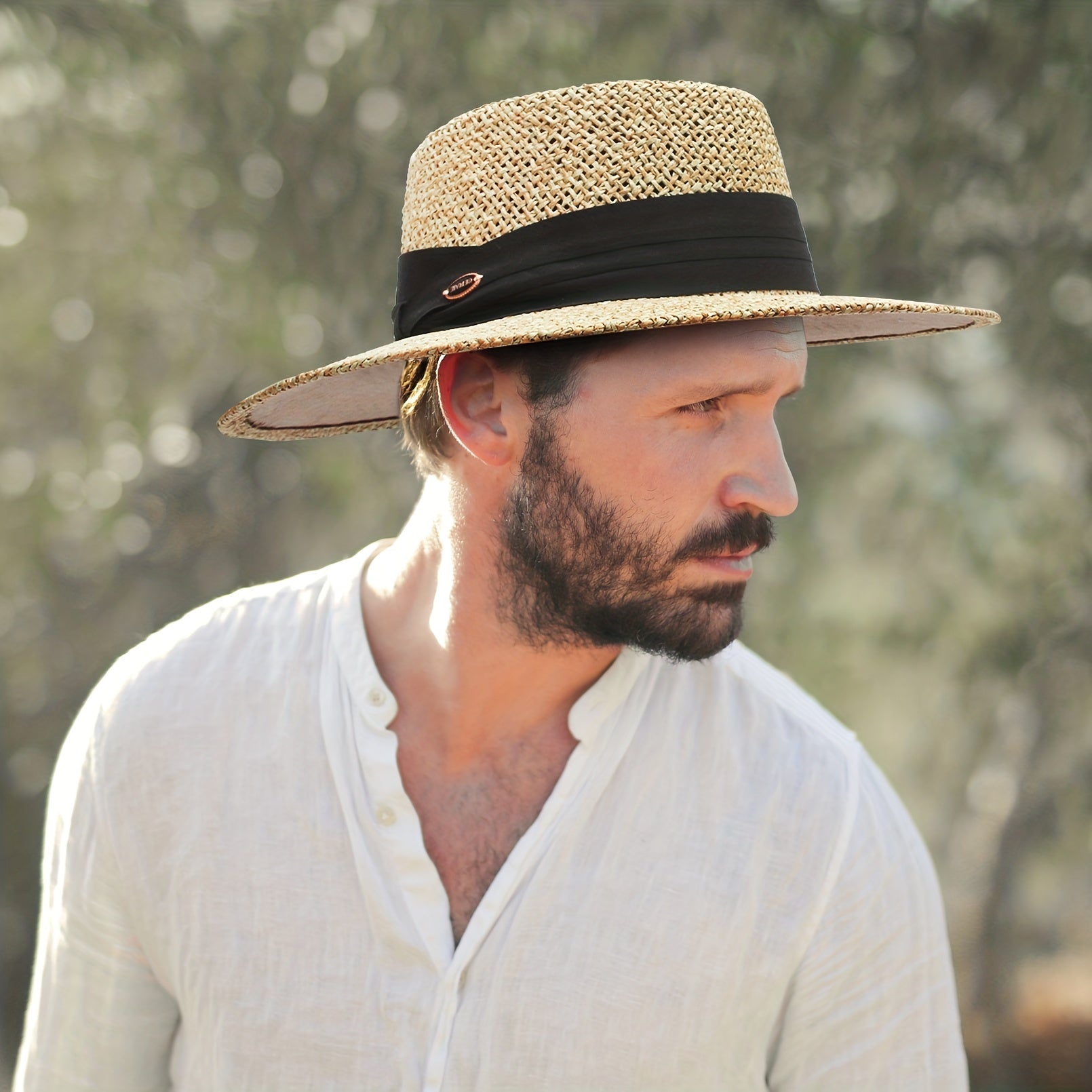 Straw Wide Brim Sun Hat Adjustable Sweatband Vacation Travel Hat