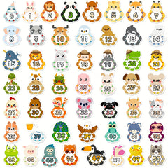50PCS Cartoon Animal Baby Number Stickers Educational Decals