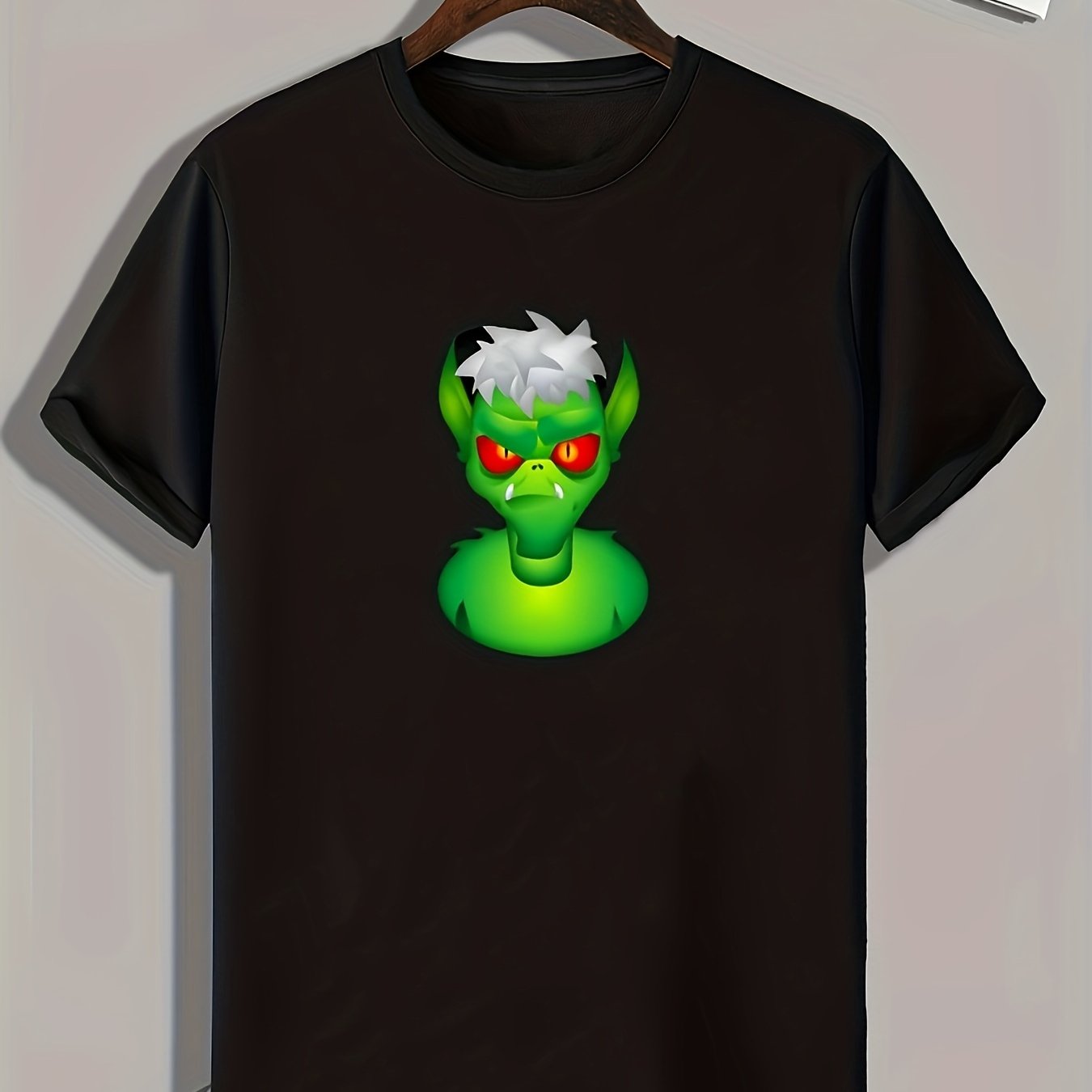 Green Monster Pattern Print Men's Comfy Sports T shirt