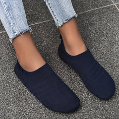 Women's Knit Indoor Sock Slippers Comfy Round Toe Anti-skid House Shoes