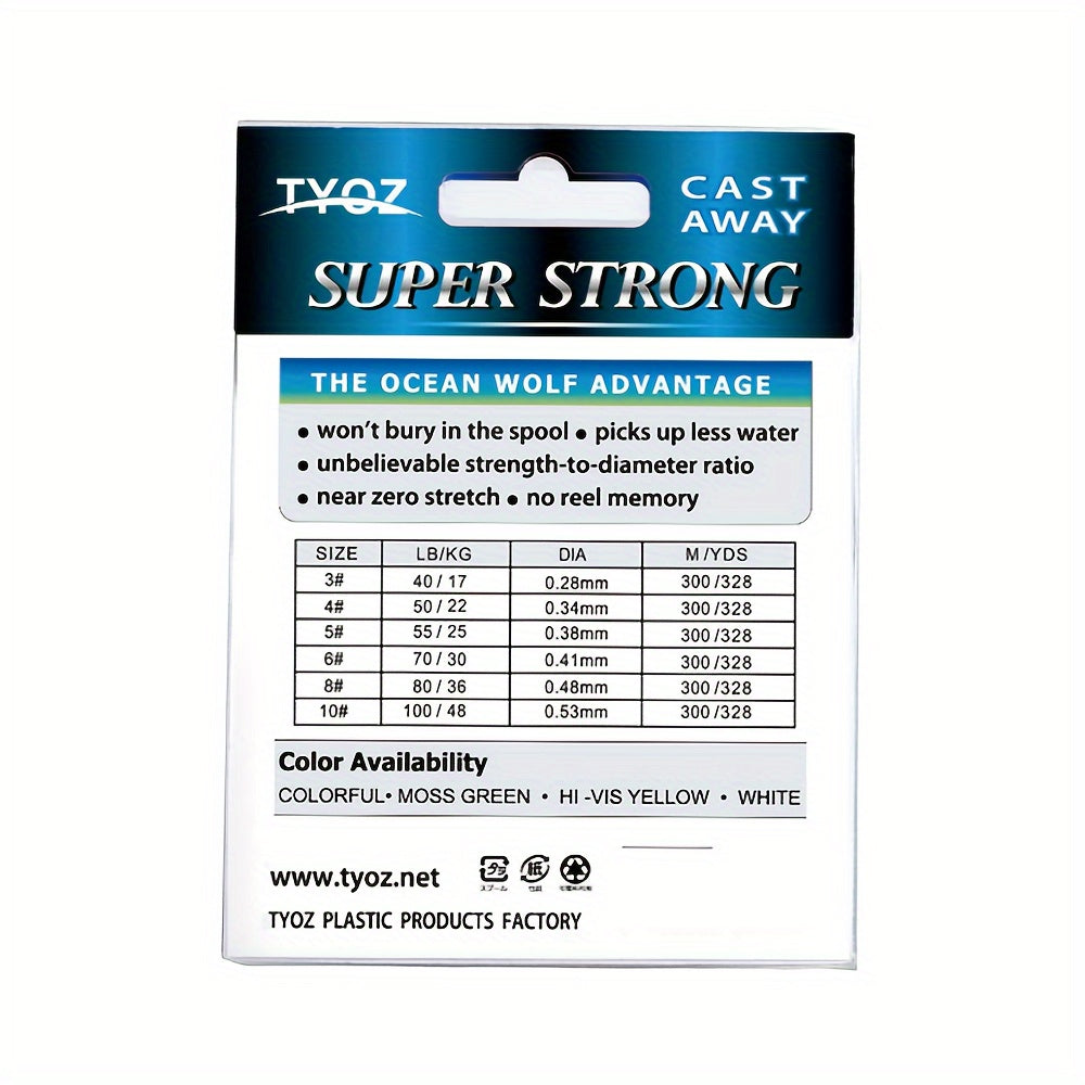 TYOZ 300M 8 Strand Braided Fishing Line High Strength PE X8