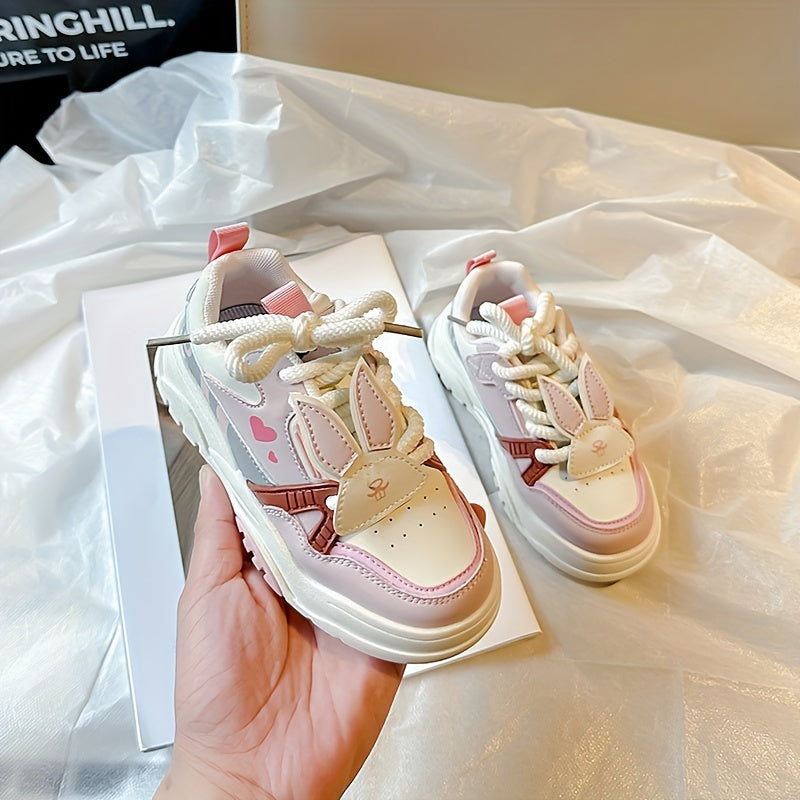 Girl's Animal Ornament Sneakers Lace Up Shoes