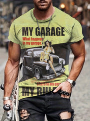 Men's Vintage Car Print T shirt Casual Comfy Mid Stretch 3D Print Tee