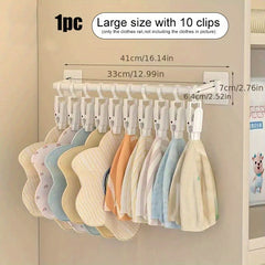 Kids Wardrobe Hanging Rod Stick Wall Storage Hanging Rack With Clip