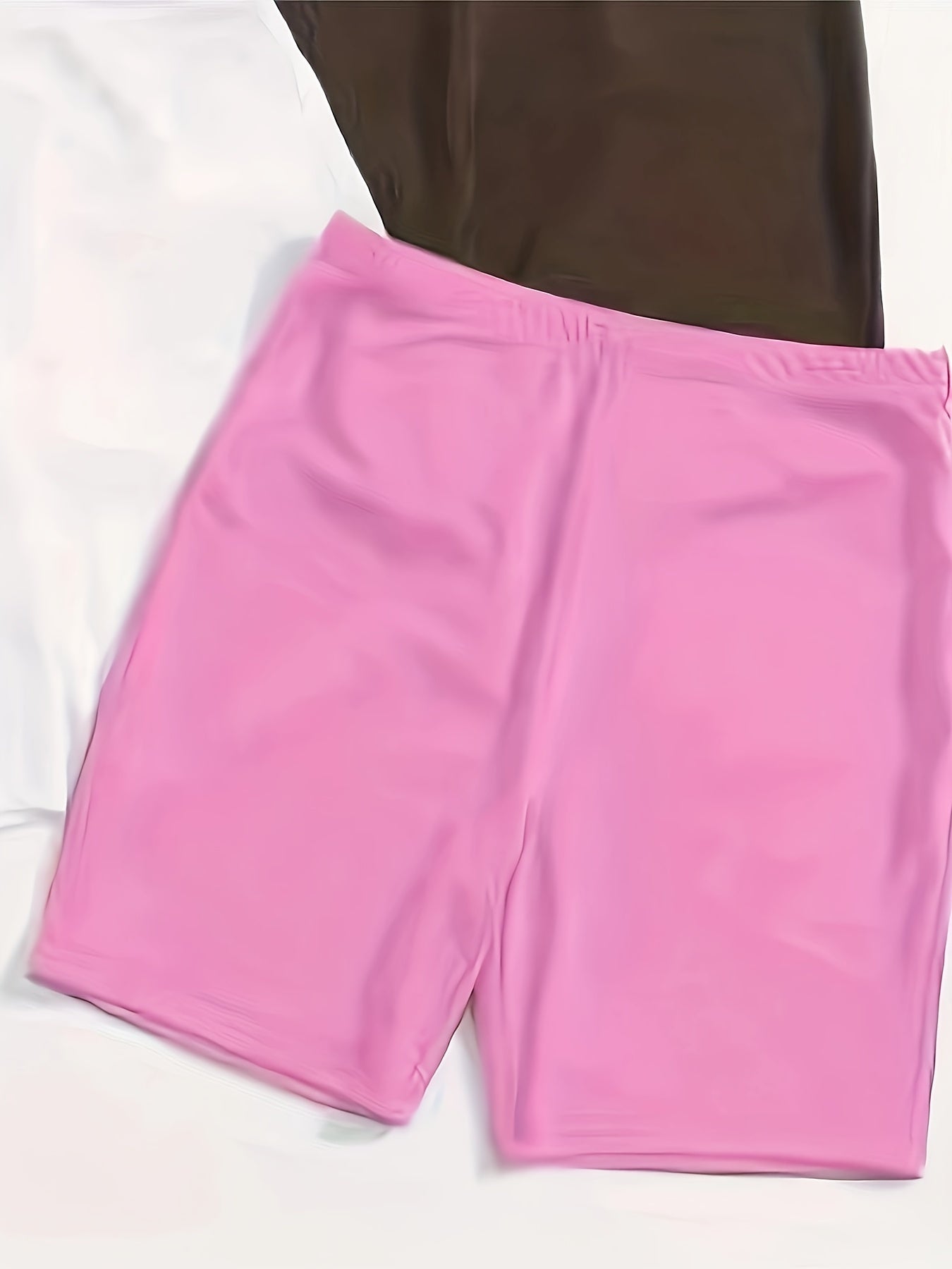 4 Pack Plus Size Lounge Shorts Set Women's Solid Elastic Waist Sporty Bottoms