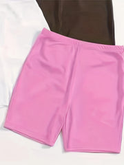 4 Pack Plus Size Lounge Shorts Set Women's Solid Elastic Waist Sporty Bottoms