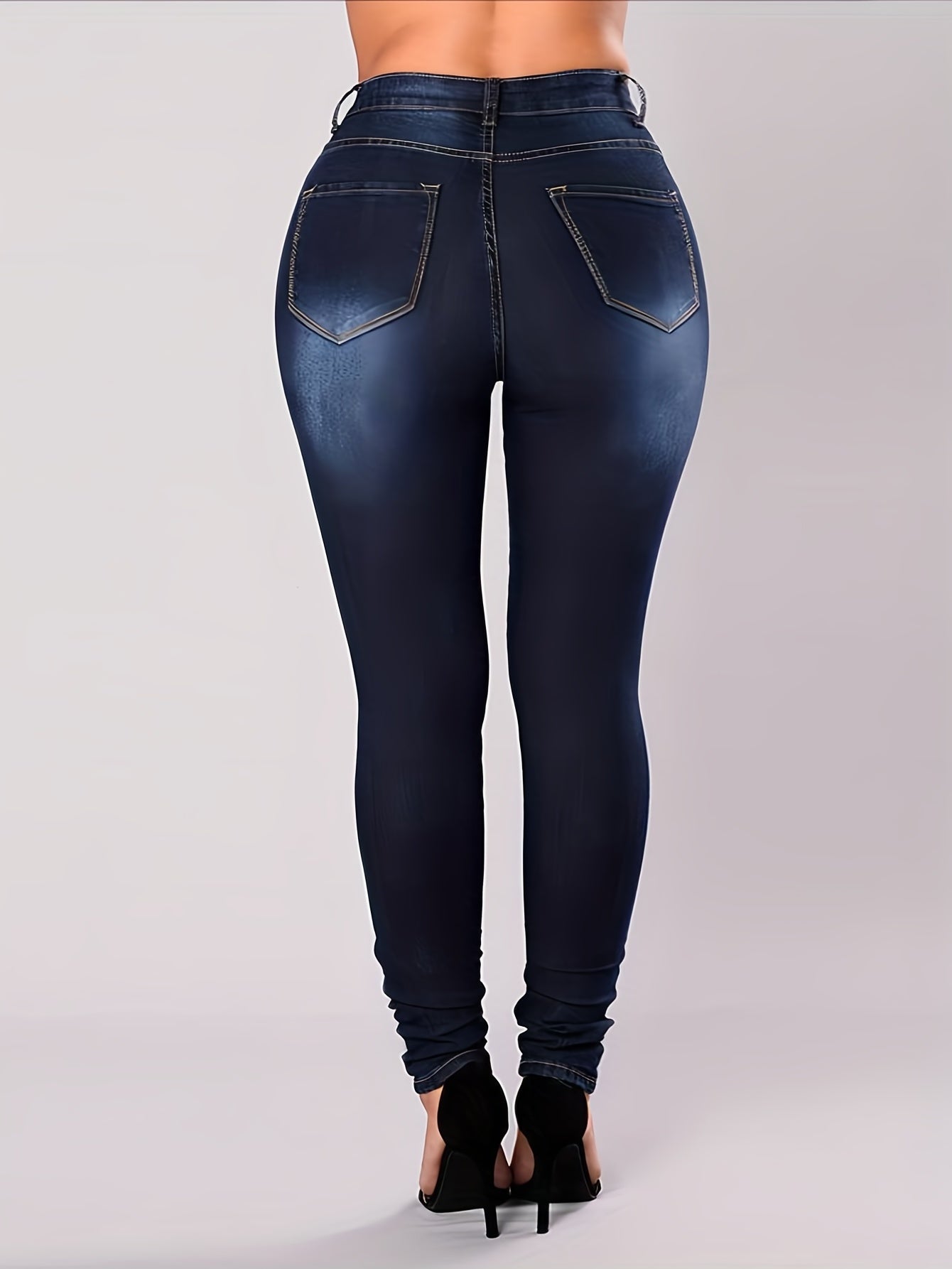 Ripped Washed Button Fly Skinny Jeans