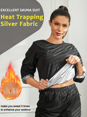 Women's Long Sleeve Sauna Sweatshirt Crew Neck Sports Jacket