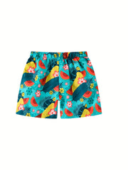 Boys Flower Leaf Watermelon Print Shorts for Vacation Beach