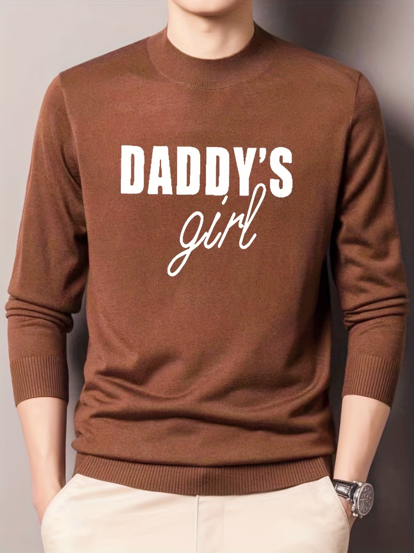 Daddy's Girl Knitted Sweater Men's Warm Pullover for Fall Winter