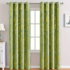 Bronzing Feather Pattern Green Curtain Modern Classic European Style