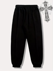 Pattern Print Drawstring Sweatpants Loose Fit Casual Joggers
