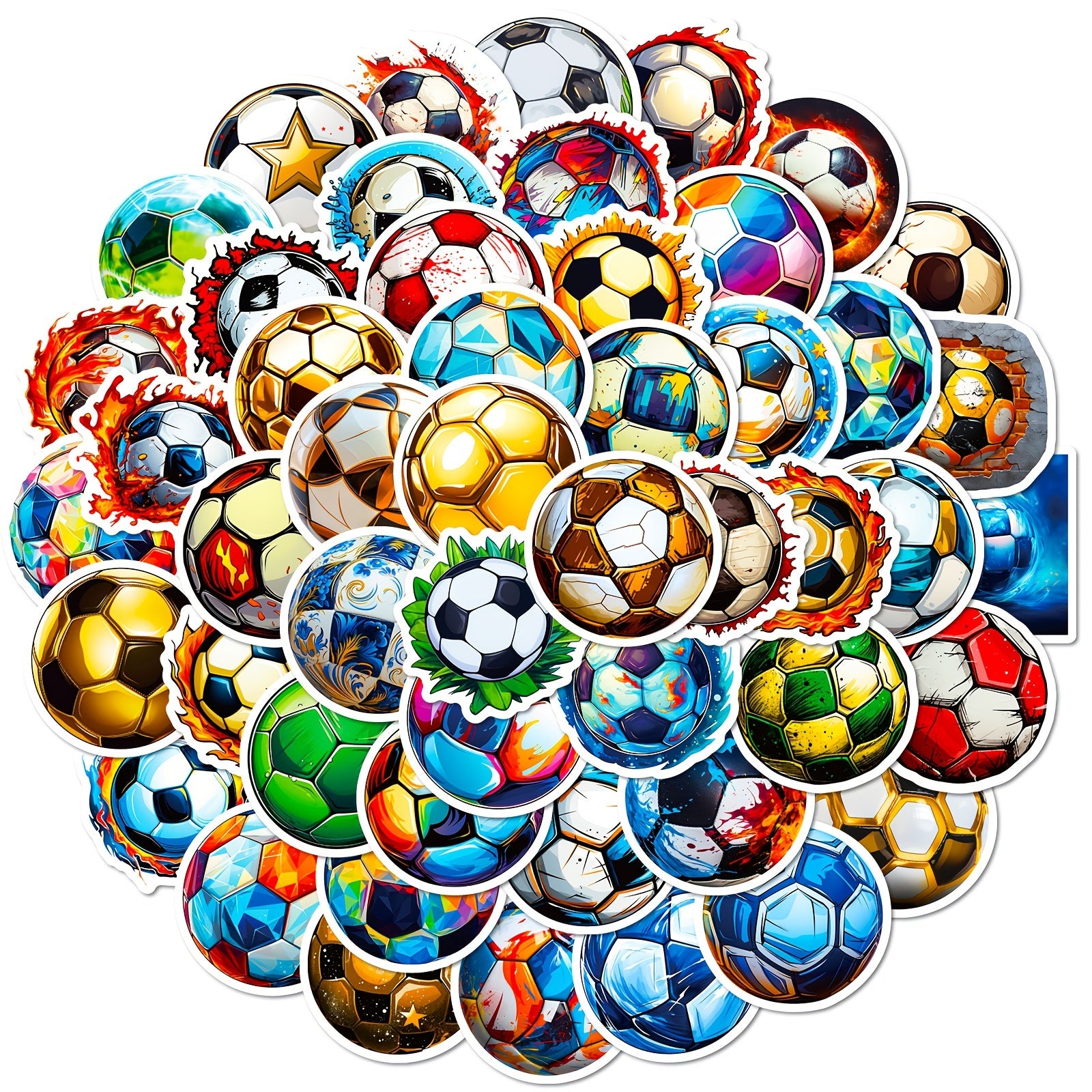 50pcs Football Series Stickers Laptop Helmets Water Cup Decoration