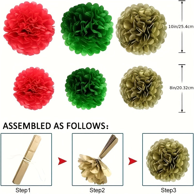 15pcs Green Red Golden Paper Flower Balls & Lanterns St. Patrick's Bridal Shower