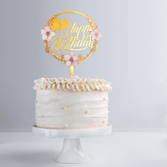 6pcs Patterned Acrylic Happy Birthday Cake Toppers for Party Decor