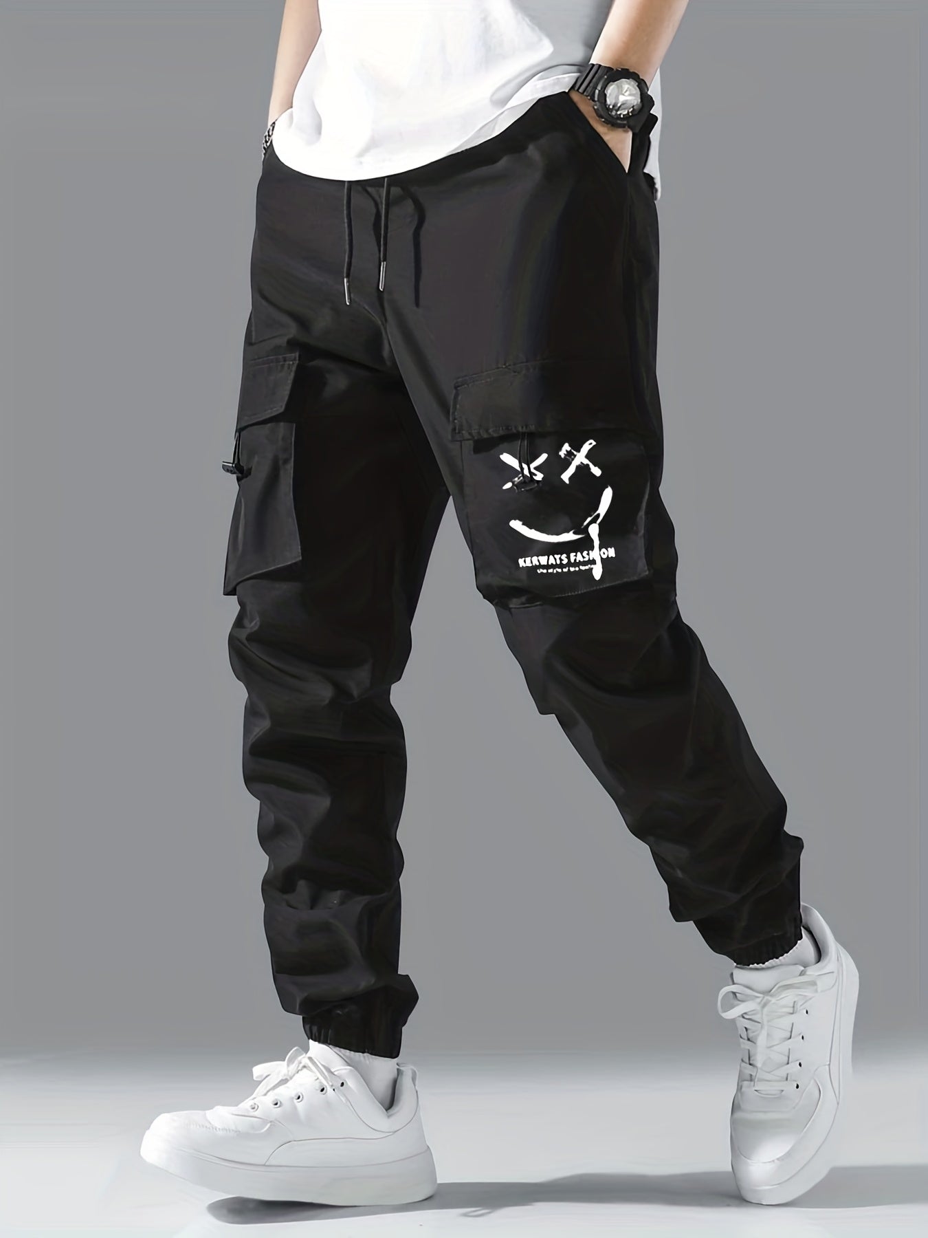 Men's Cargo Pants Drawstring Jogger Work Pants