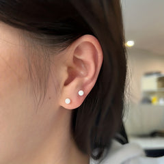 925 Silver Ball Stud Earrings for Kids Safe Round Zirconia Decor