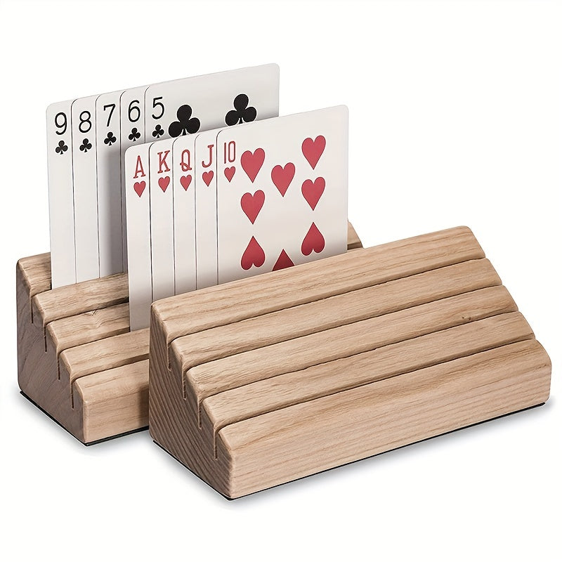 Wooden Poker Card Holder Stand for Parties