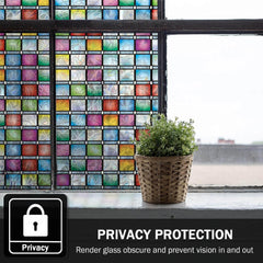 Square Geometric Crescent Privacy Glass Film Semi Transparent Sun Protection